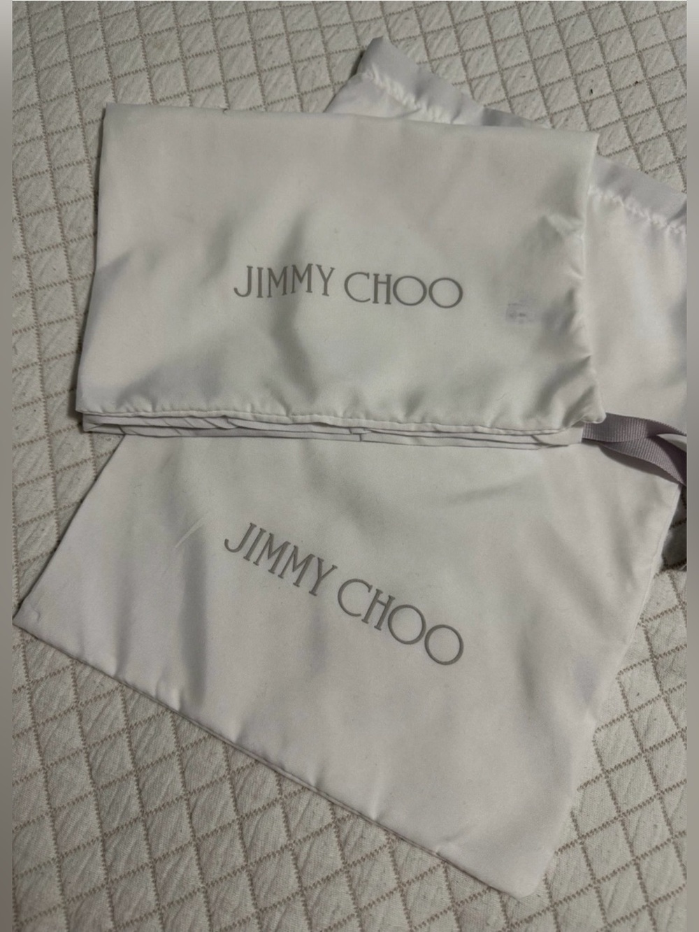 Jimmy Choo Authentic White Shoe Dust Bags Set of 2 Made in Italy